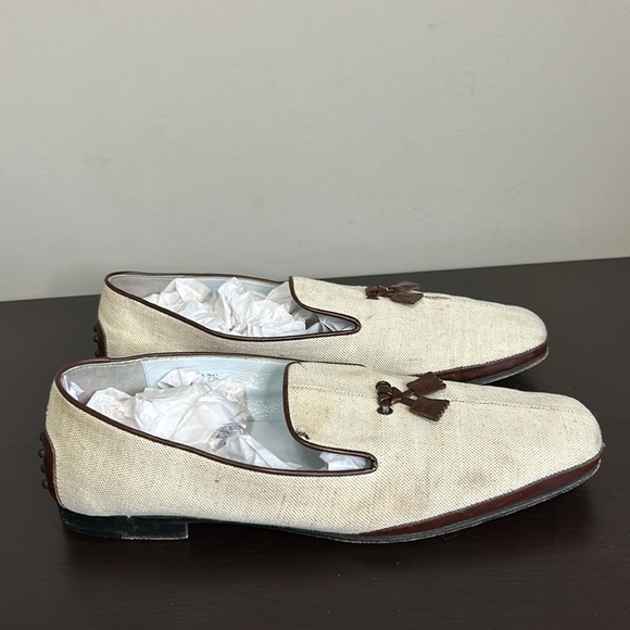 Tods Leather Gommino Cream Brown Loafer Driving Shoe Womens Sz 37.5 - Picture 5 of 10